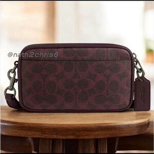 Coach CROSSBODY BAG IN SIGNATURE CANVAS in Black Currant (Burgundy) New
